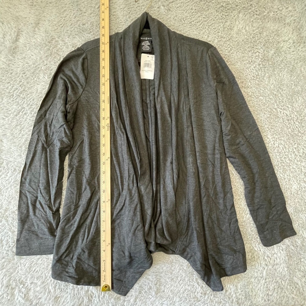 Max & Mia Heather Charcoal Drape Front Cardigan Small NWT Soft Modal Blend‎ - Picture 5 of 9